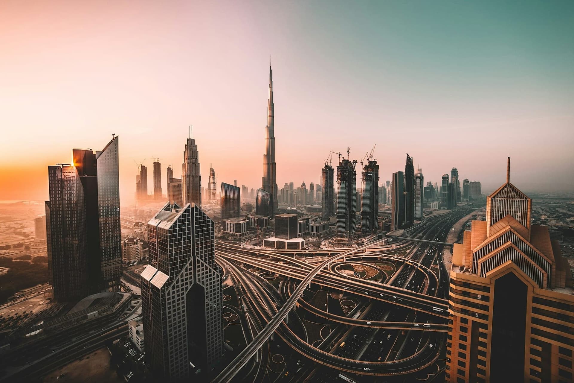 Dubai skyline at night - luxury car rental service area